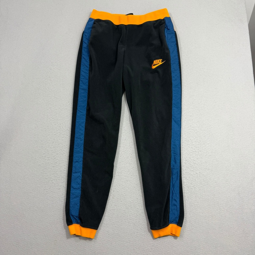 Nike Joggers Men Medium Black CJ4934-010 Fleece Track Pants Colorblock Blue
